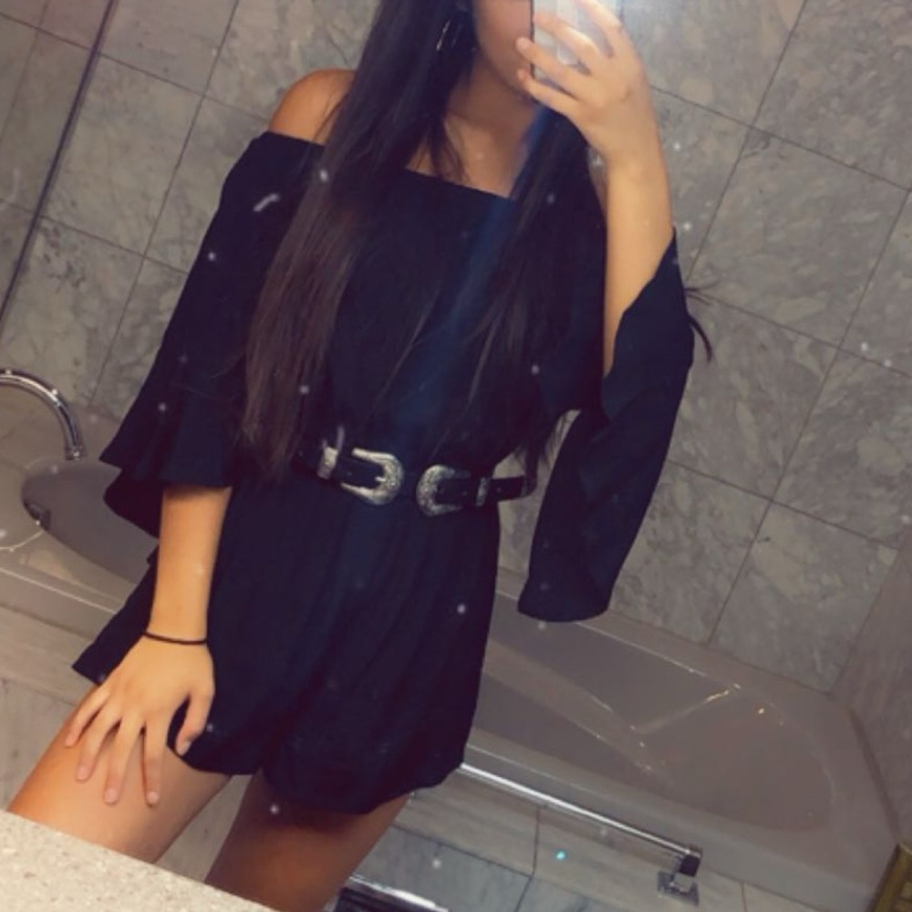 Express Stylish Black Off-Shoulder Romper